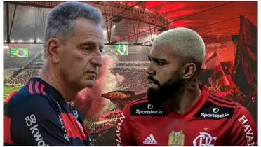 Rodolfo Landim e Gabigol com a camisa do Flamengo