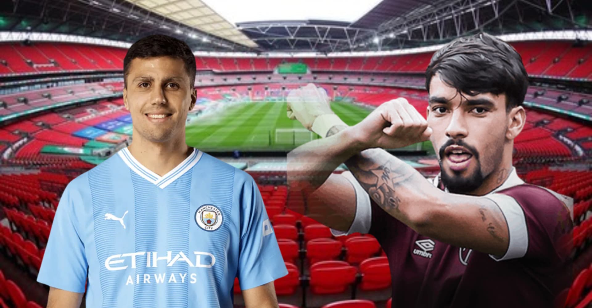 Rodri e Paquetá em ação por City e West Ham, respectivamente