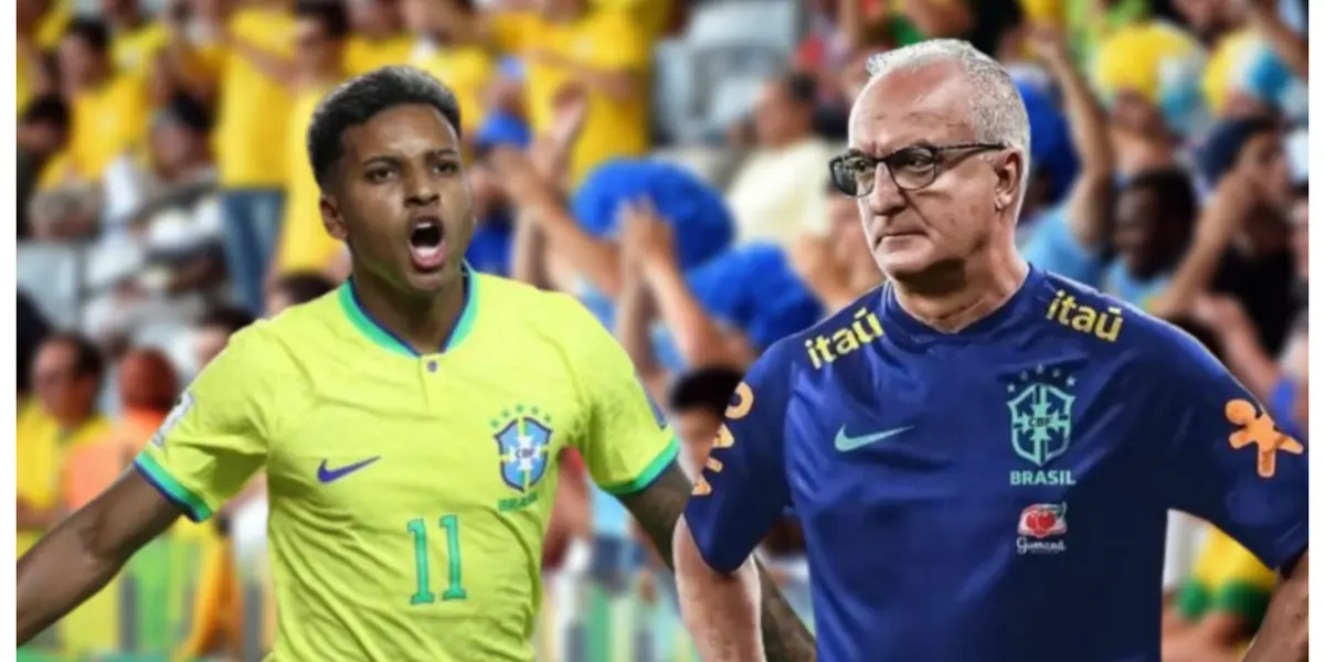 Rodrygo e Dorival Júnior com a camisa da Seleção Brasileira