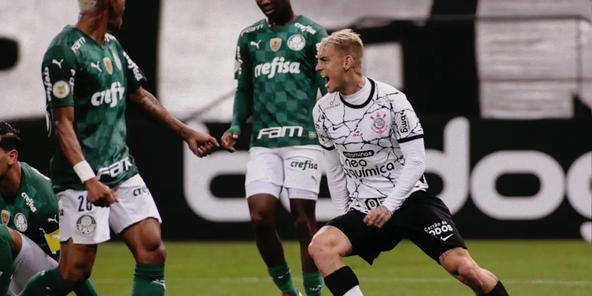Róger Guedes marcou os gols da vitória do Corinthians no clássico contra o Palmeiras, sua ex-equipe, pelo Brasileirão 2021