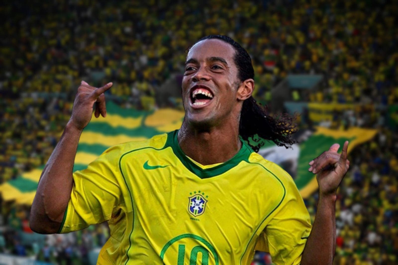 Ronaldinho com a camisa da Seleção Brasileira