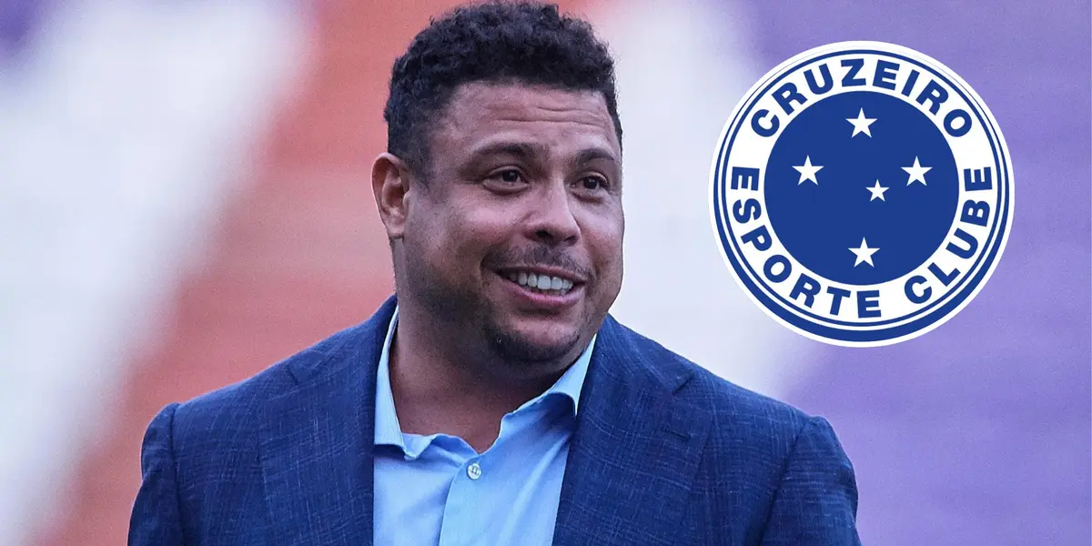 Ronaldo Fenômeno e o escudo do cruzeiro ao lado