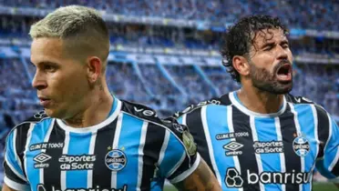 Soteldo com a camisa do Grêmio e Diego Costa com a camisa do Grêmio