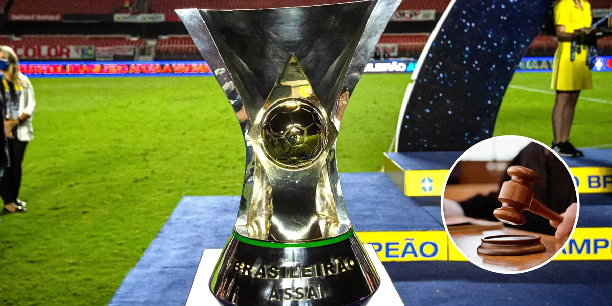 Taça do Campeonato Brasileiro exposta antes da comemoração do título da competição