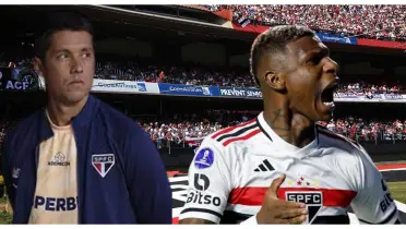 Thiago Carpini com a camisa do São Paulo e Arboleda com a camisa do São Paulo