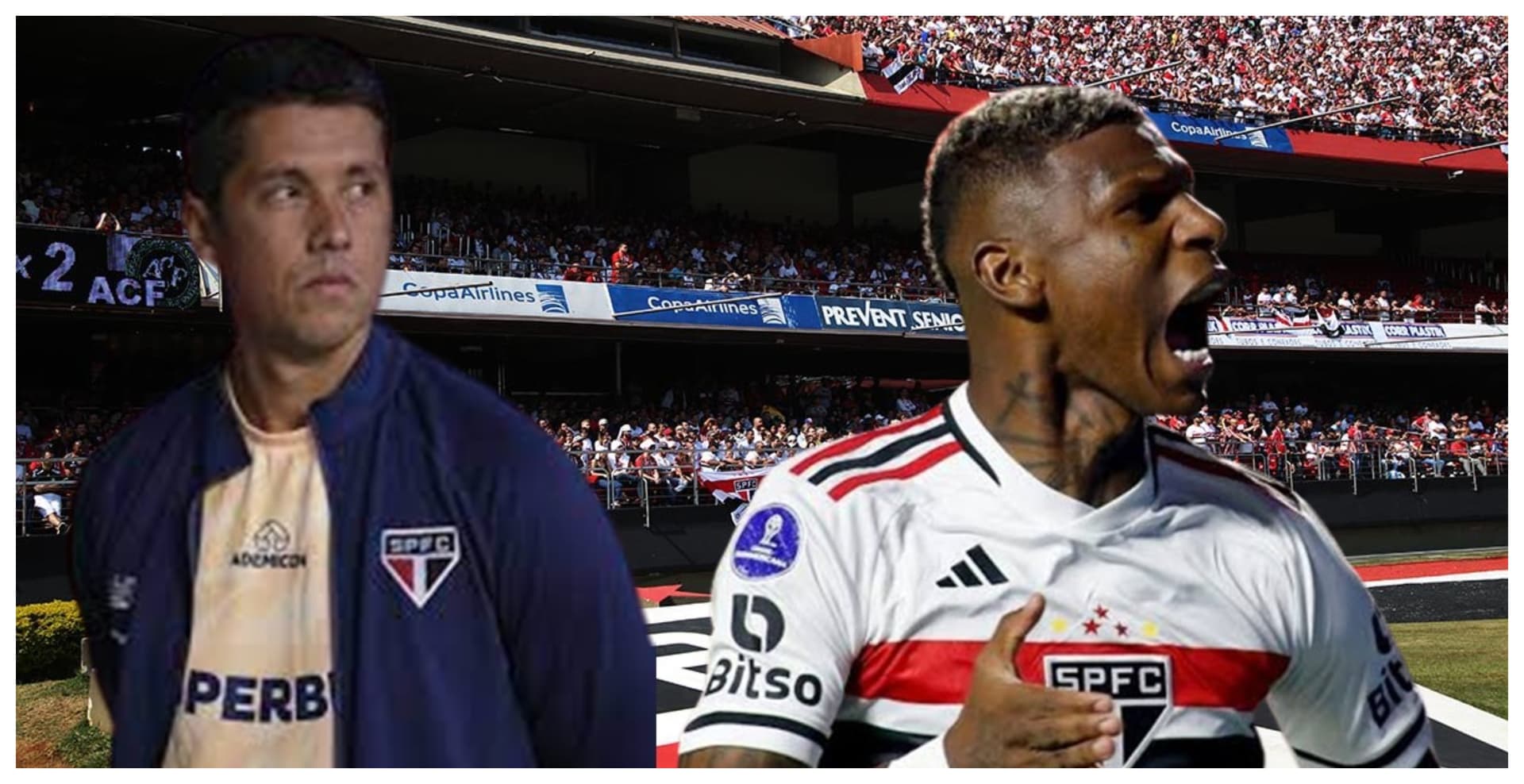 Thiago Carpini com a camisa do São Paulo e Arboleda com a camisa do São Paulo