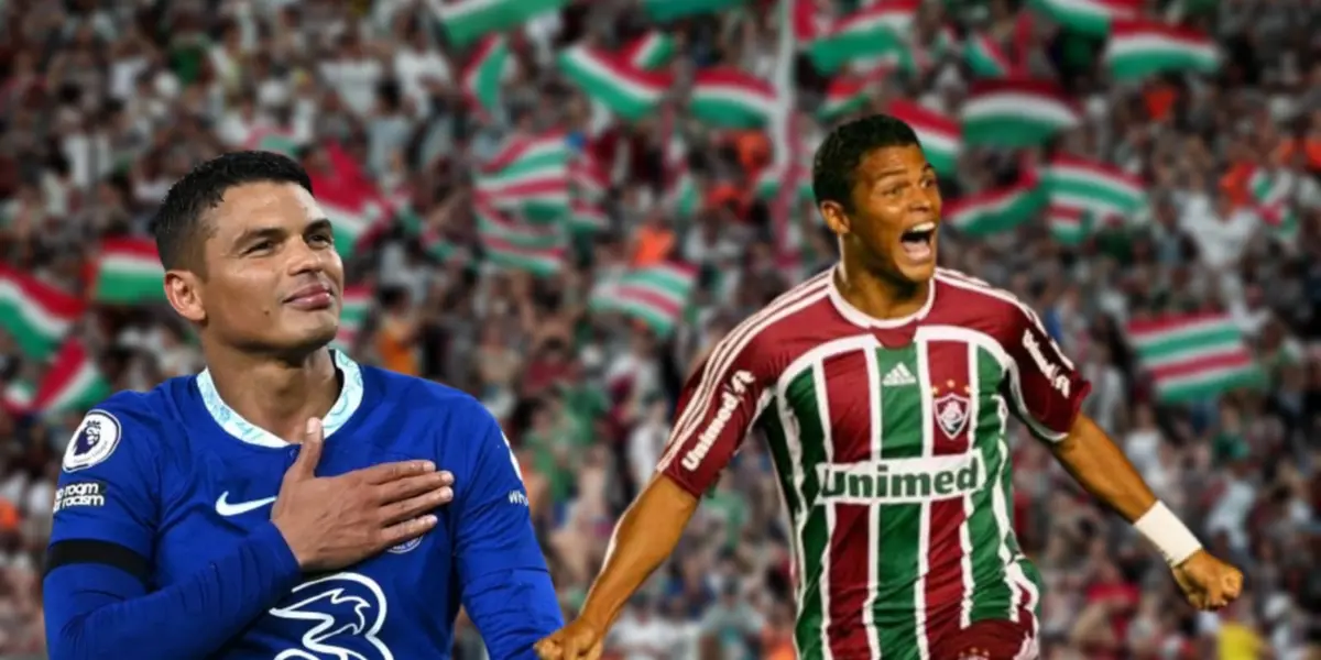 Thiago Silva com a camisa do Chelsea e do Fluminense