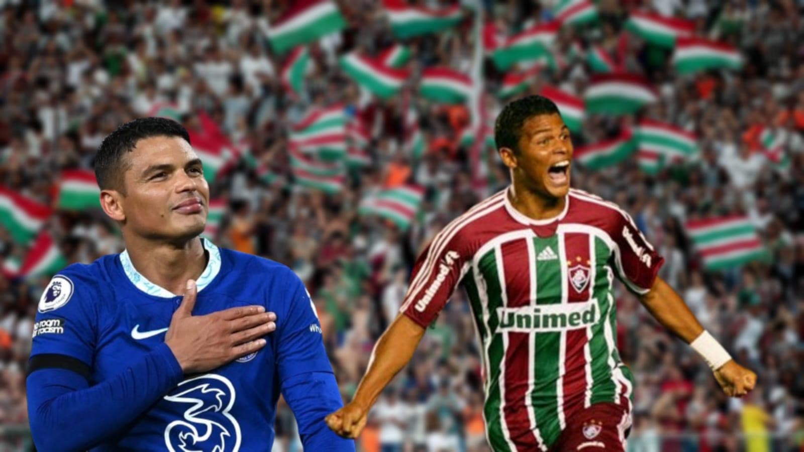 Thiago Silva com a camisa do Chelsea e do Fluminense