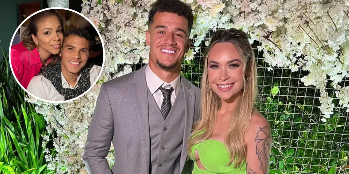 Thiago Silva e Philippe Coutinho ao lado de suas mulheres