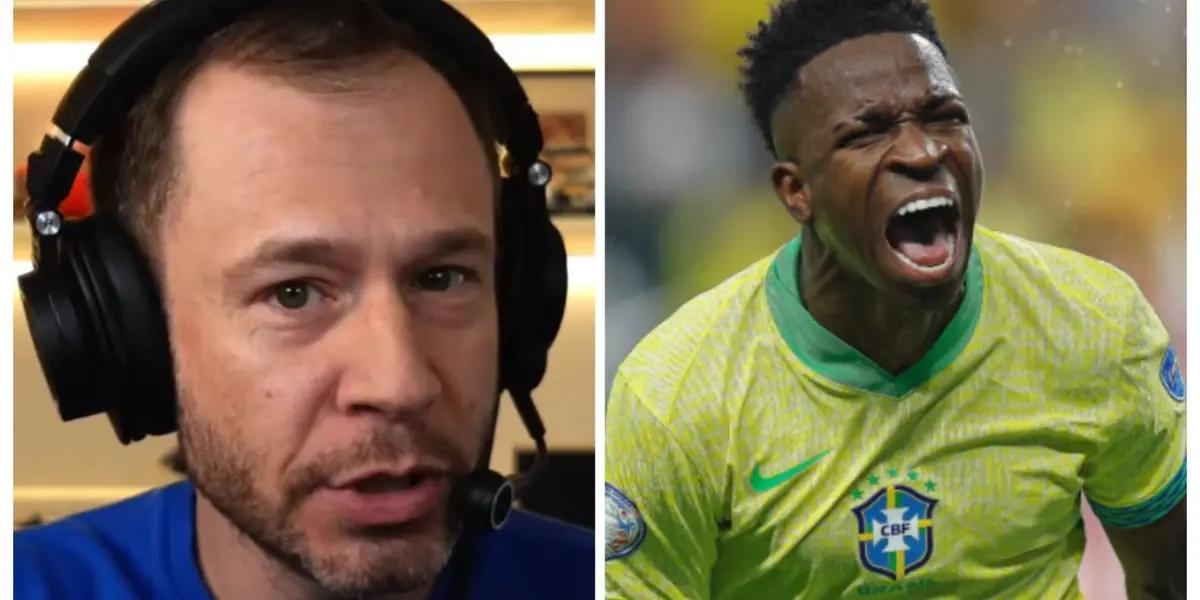 Tiago Leifer com a camisa azul e Vini com a camisa da Seleção Brasileira