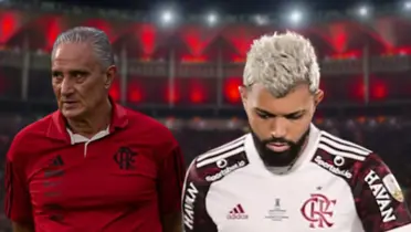 Tite com a camisa do Flamengo e Gabigol com a camisa do Flamengo