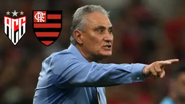 Tite durante partida do Flamengo no banco de reservas