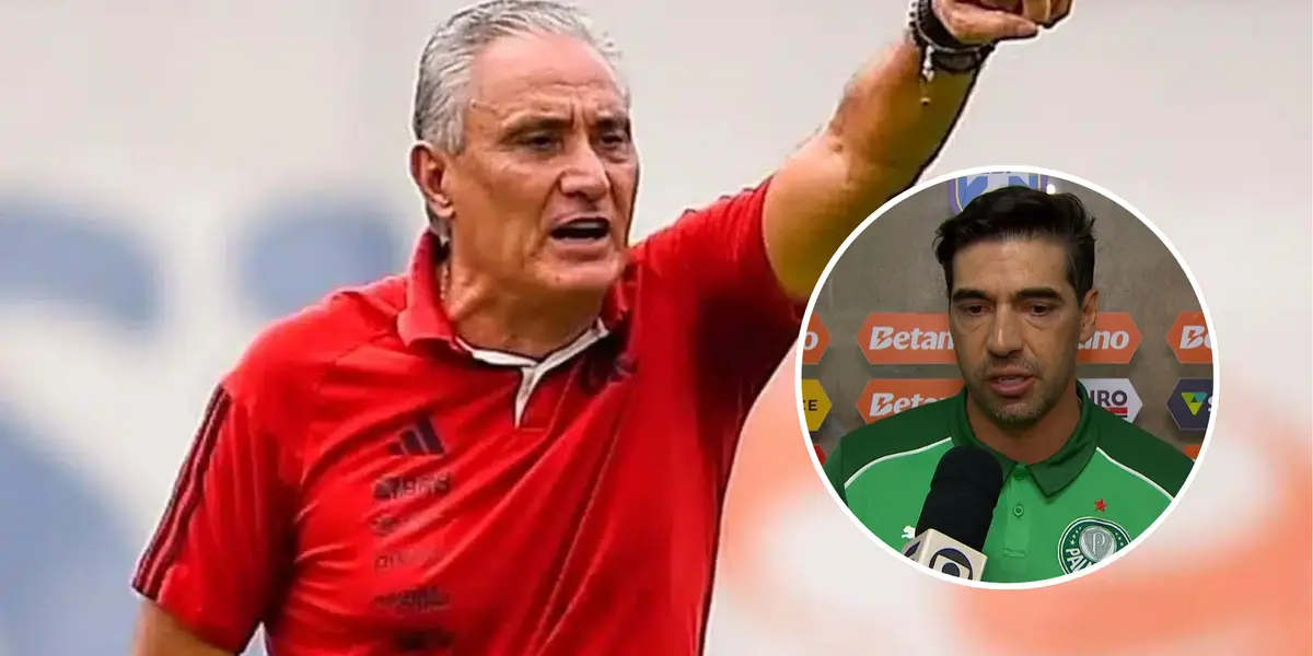 Tite e ao lado Abel Ferreira em uma entrevista