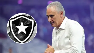 Tite e ao lado o escudo do Botafogo