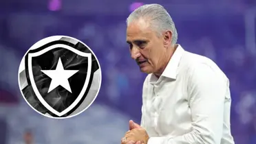 Tite e ao lado o escudo do Botafogo 