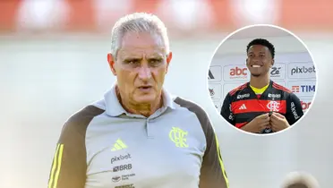 Tite e Carlinhos durante sua apresentação no Flamengo ao lado