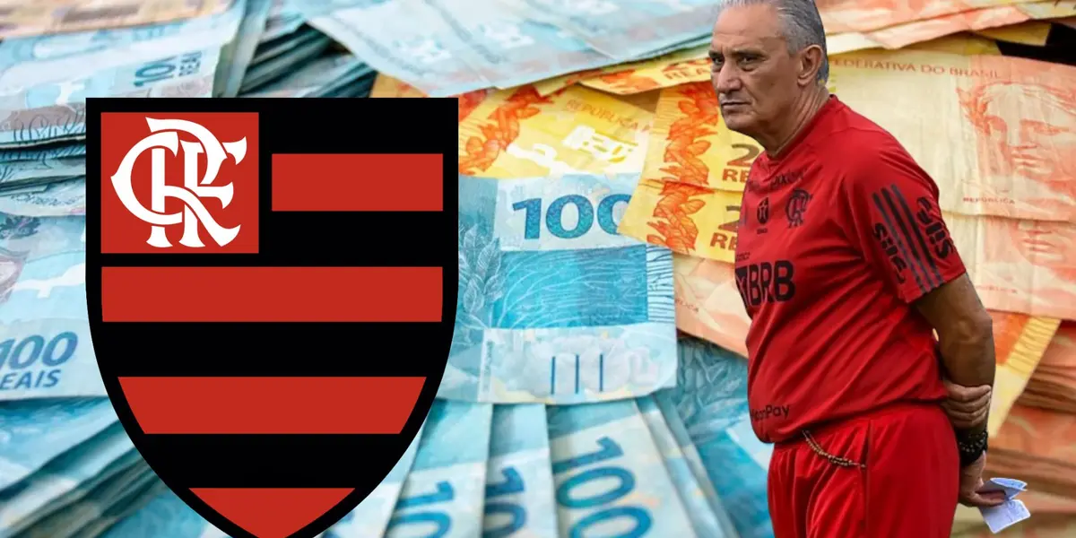 Tite no comando do Flamengo e dinheiro ao fundo