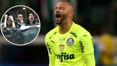 Torcedores do Palmeiras e Weverton em ação pelo Verdão
