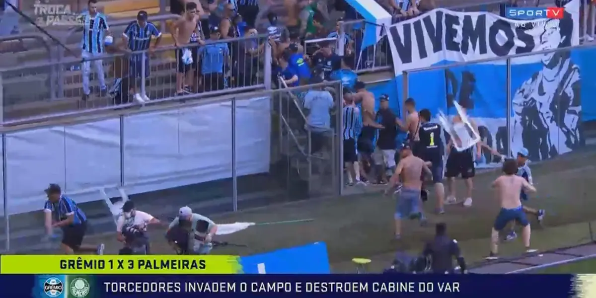 Torcedores iniciaram tumulto logo após o final e depredaram o estádio e a cabine do VAR