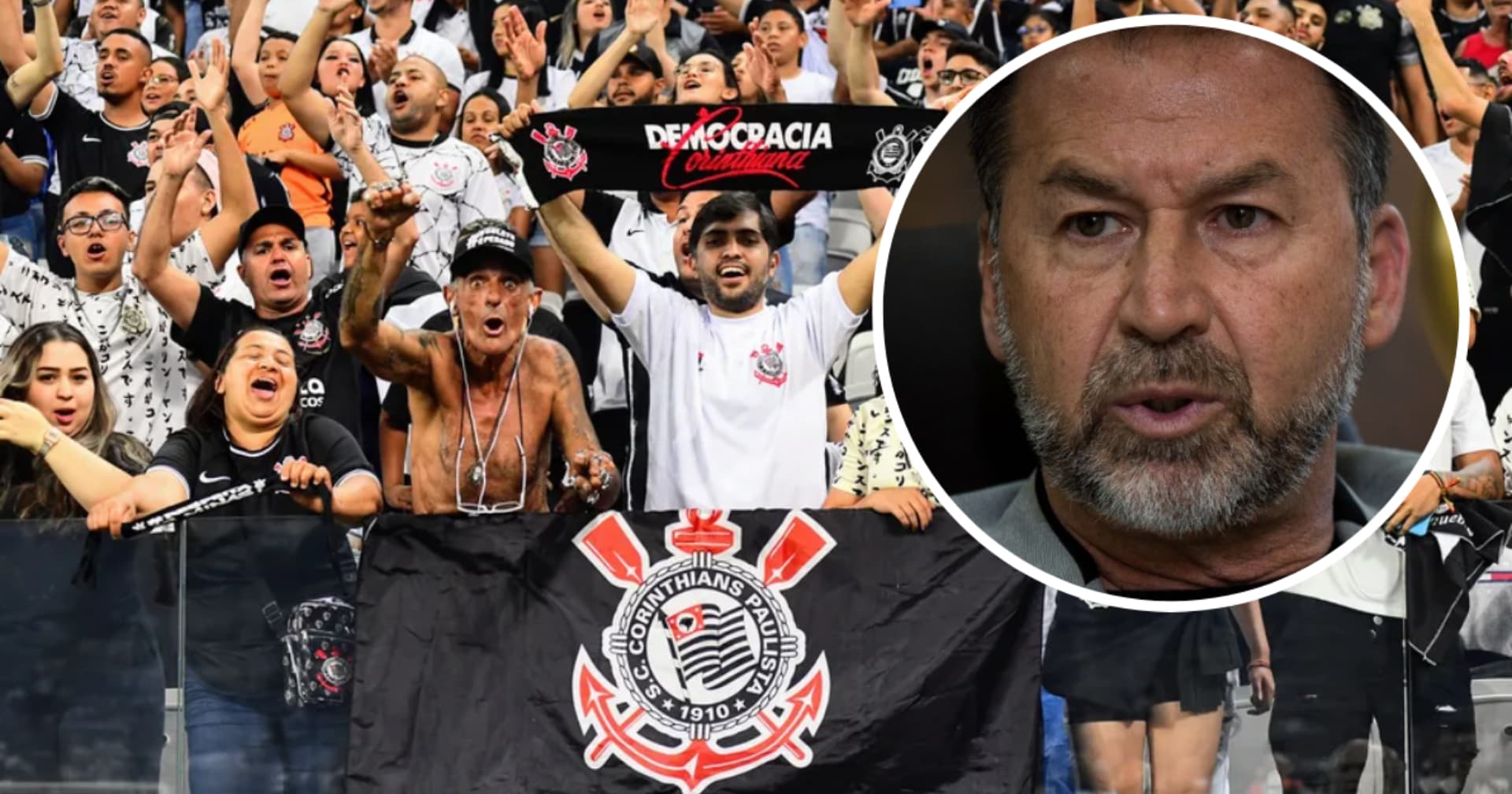 Torcida do Corinthians e Augusto Melo