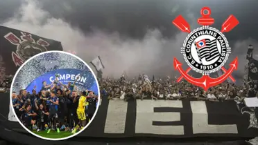 Torcida do Corinthians e elenco do Independiente del Valle durante a Copa Sul-Americana 2022