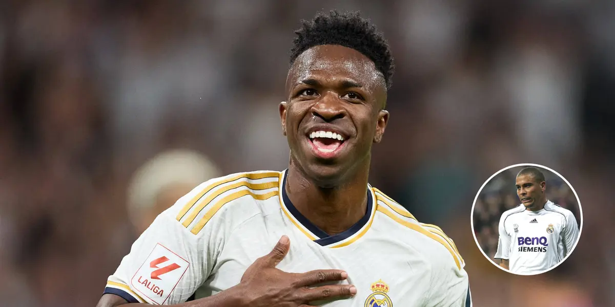 Vini Jr comemora gol marcado contra o Barcelona