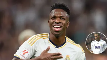 Vini Jr comemora gol marcado contra o Barcelona