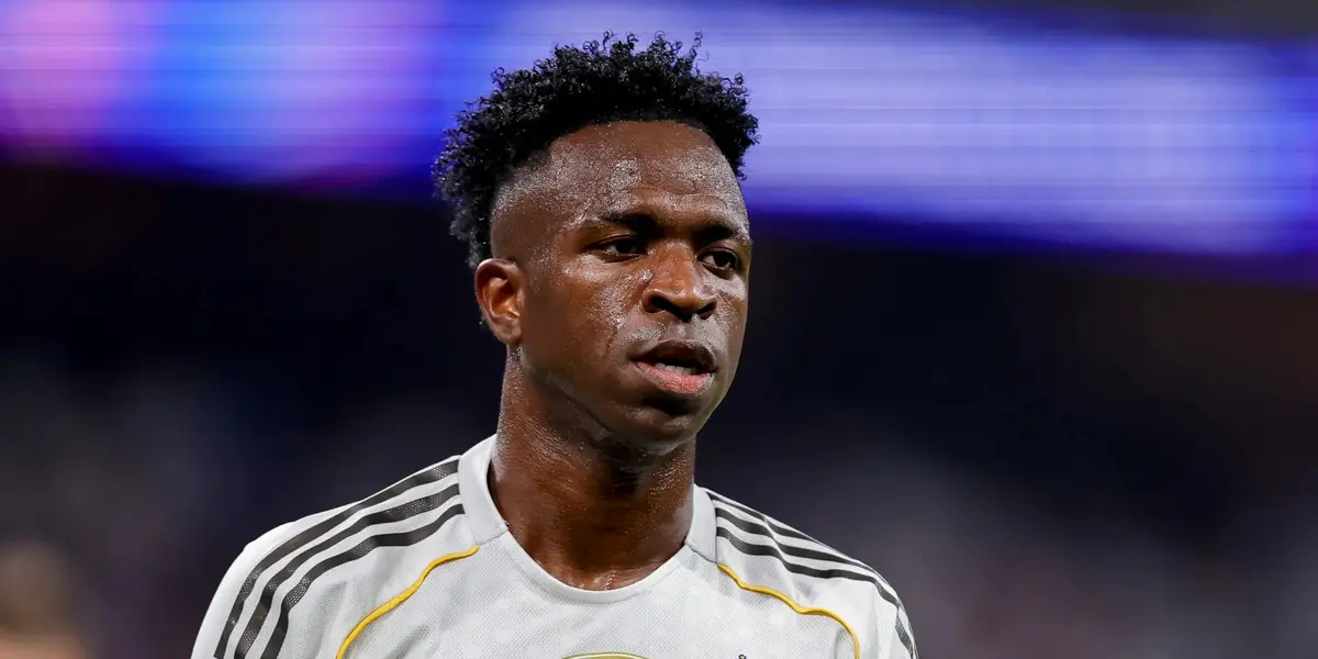 Vini Jr. em partida pelo Real Madrid. Foto: DeFodi Images/Getty Images