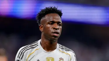 Vini Jr. em partida pelo Real Madrid. Foto: DeFodi Images/Getty Images