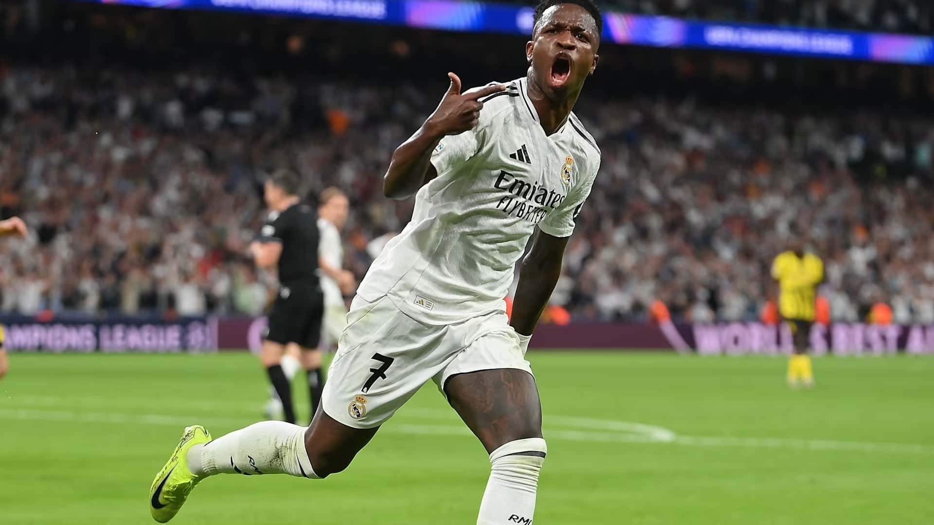 Vini Jr em partida pelo Real Madrid. Foto: Getty Images