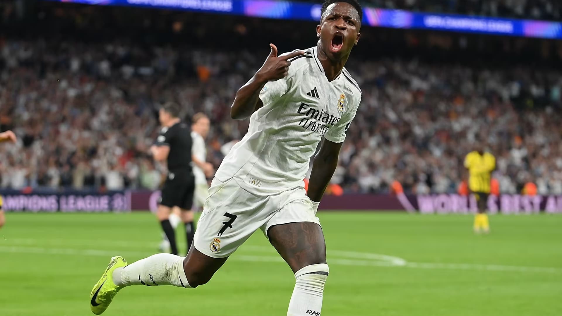 Vini Jr em partida pelo Real Madrid. Foto: Getty Images