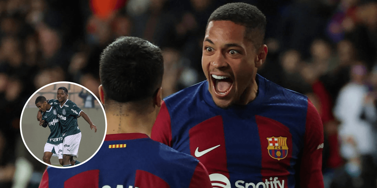 Vitor Roque comemora gol pelo Barcelona