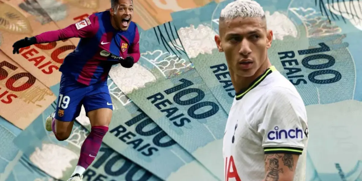 Vitor Roque do Barcelona e Richarlison do Tottenham