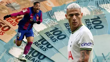 Vitor Roque do Barcelona e Richarlison do Tottenham