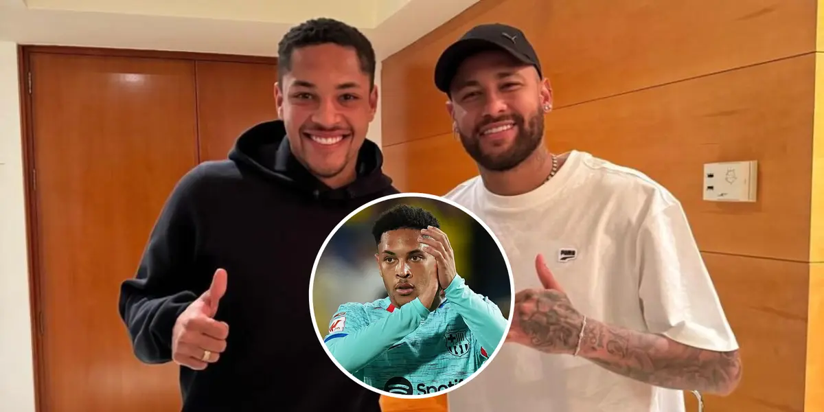 Vitor Roque e Neymar apareceram juntos em foto publicada