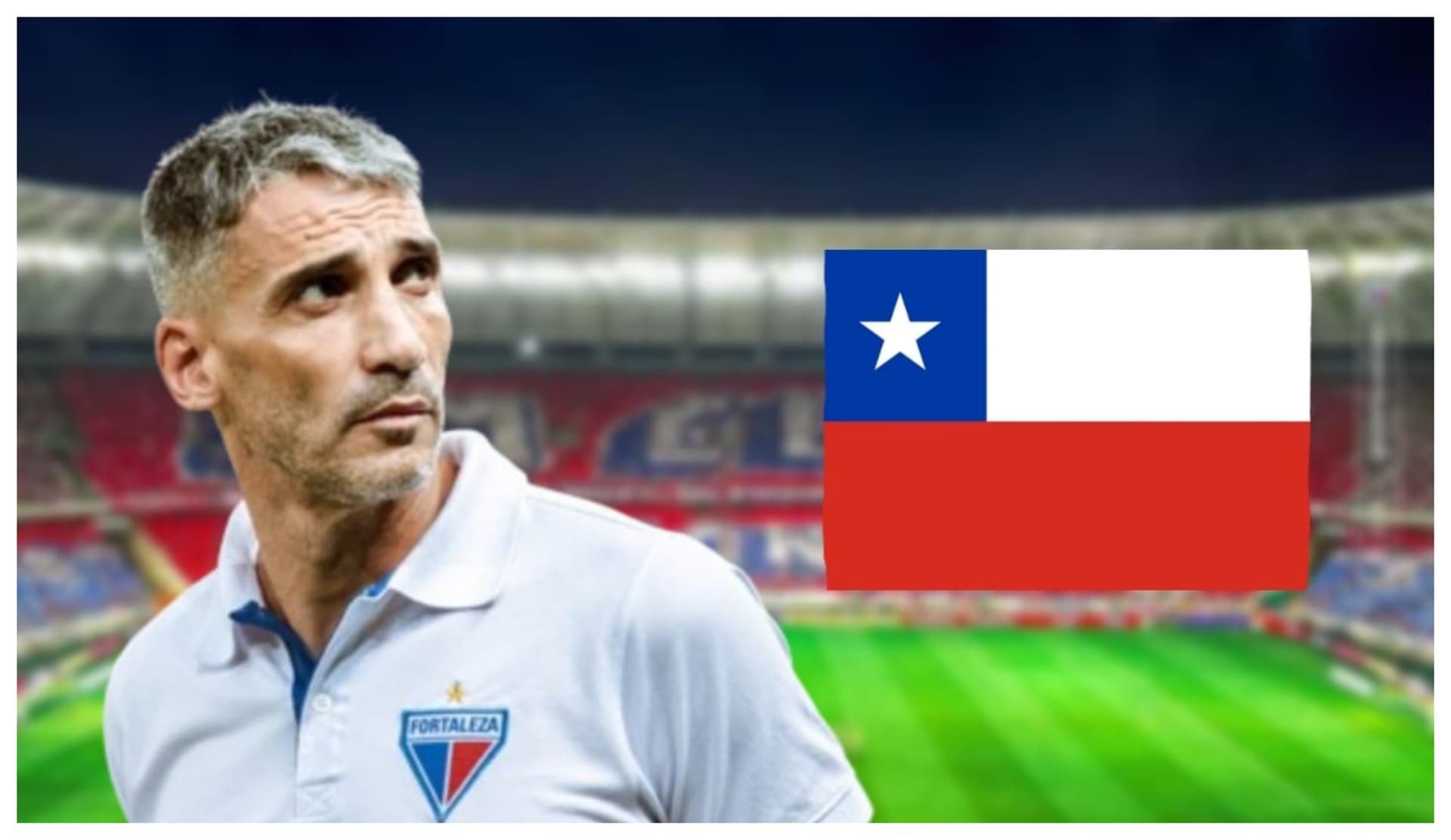 Vojvoda com a camisa do Fortaleza e emblema do Chile