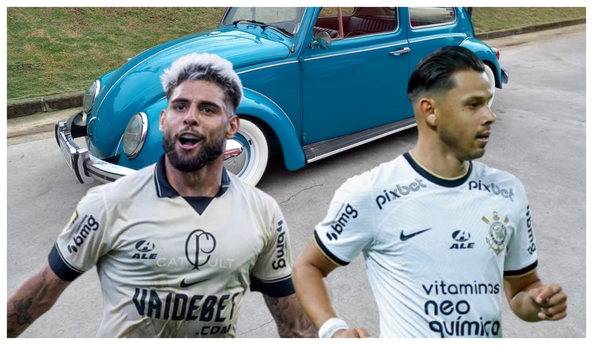 Yuri Alberto e Angel Romero com a camisa do Corinthians