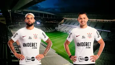 Yuri Alberto e Ángel Romero com a camisa do Corinthians